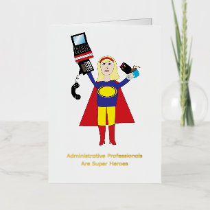 Administratieve professionele superheld blond grap folie wenskaart