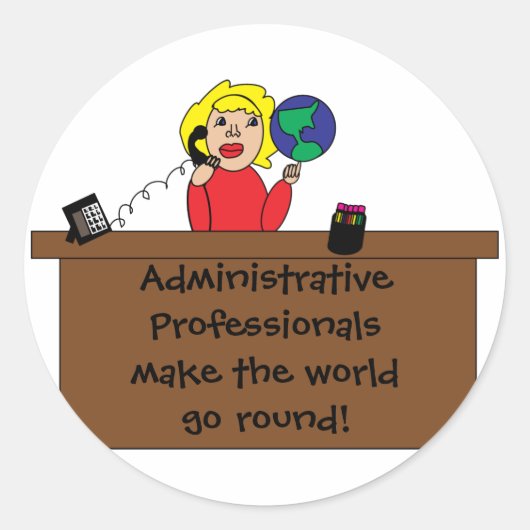 Administratieve Professionele wereld personalisere Ronde Sticker (Voorkant)