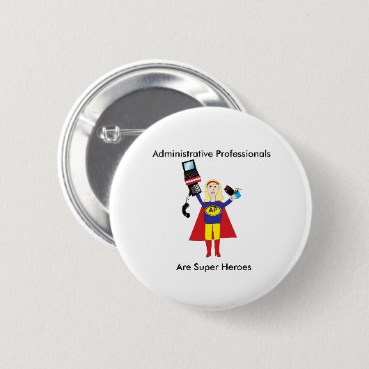 Administration Professional Funny Hero Personalise Ronde Button 5,7 Cm (Voorkant /achterkant)