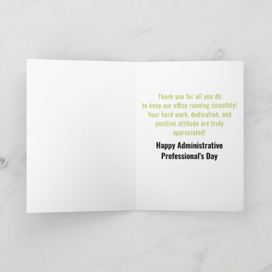 Administrative Professional's Day Kantoor Dank u Bedankkaart (Binnen)