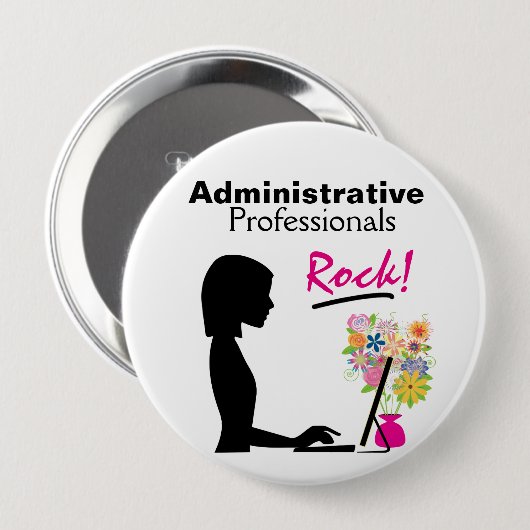 Administrative Professionals Rock Pin Ronde Button 4,0 Cm (Voorkant /achterkant)