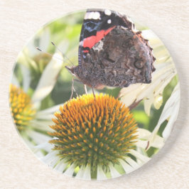 Admiraal Butterfly op Vloer Zandsteen Onderzetter