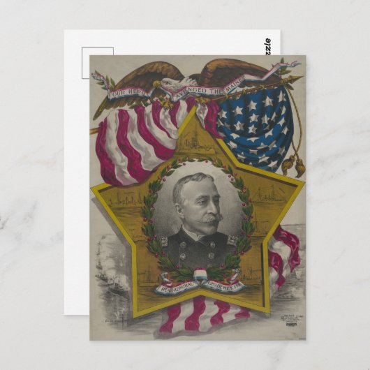 Admiraal George Dewey Briefkaart (Voorkant / Achterkant)