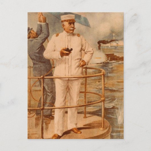Admiraal George Dewey in Manila Bay Briefkaart (Voorkant)