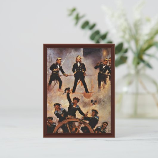 admiraal Tegetthoff tijdens de strijd tegen Lissa Briefkaart (Staand voorkant)