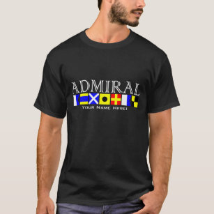 Admiraal Titel in Nautical Signal Flags Jouw naam T-shirt