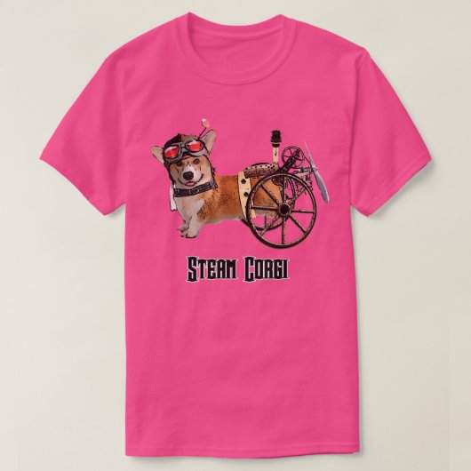 admiraal Wheels the Steampunk Corgi T-shirt (Design voorkant)