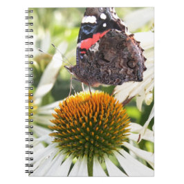 Admiraalvlinder op bloem notitieboek