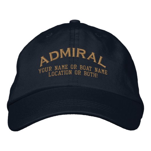 Admiral Aangepaste Naam Boot Lokaal Geborduurde Pet (Voorkant)