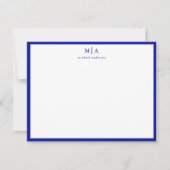 Admiral Blue Border Monogram Correspondentiekaart Notitiekaartje (Voorkant)
