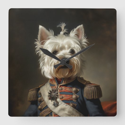 Admiral West Highland Terrier Vierkante Klok (Voorkant)