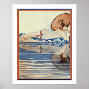 "Admiratie" Art Deco Afdruk van Jacque Declerc Poster