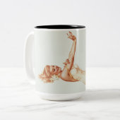 Admiration Pin-up Girl Art van Alberto Vargas Tweekleurige Koffiemok (Voorkant links)