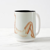 Admiration Pin-up Girl Art van Alberto Vargas Tweekleurige Koffiemok (Voorkant rechts)