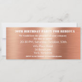 Admission Ticket Verjaardagsfeestje Roos Goudfolie Kaart (Achterkant)