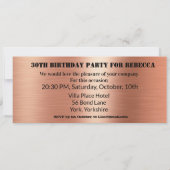 Admission Ticket Verjaardagsfeestje Zwart Roos Gou Kaart (Achterkant)