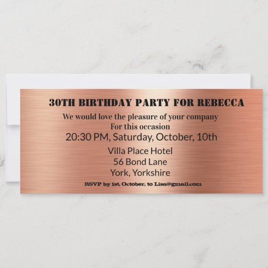 Admission Ticket Verjaardagsfeestje Zwart Roos Gou Kaart (Achterkant)