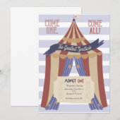 Admit ONE Circus Birthday Invitation Kaart (Voorkant / Achterkant)