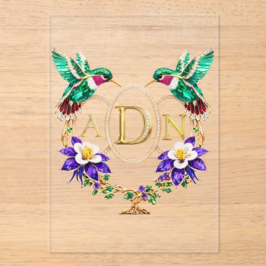 ADN Hummingbird Any Letters Custom Wedding Acryl Uitnodigingen (Voorkant)