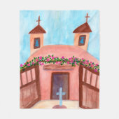 Adobe Church Waterverf New Mexico CUSTOM Fleece Deken (Voorkant)