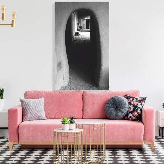 Adobe Doorway Architecture Black & White-foto Canvas Afdruk (Insitu (Woonkamer))