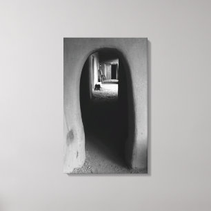 Adobe Doorway Architecture Black & White-foto Canvas Afdruk