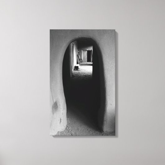 Adobe Doorway Architecture Black & White-foto Canvas Afdruk (Voorkant)