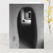 Adobe Doorway Architecture Black & White-foto Kaart (Gele Bloem)