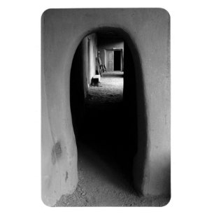 Adobe Doorway Architecture Black & White-foto Magneet