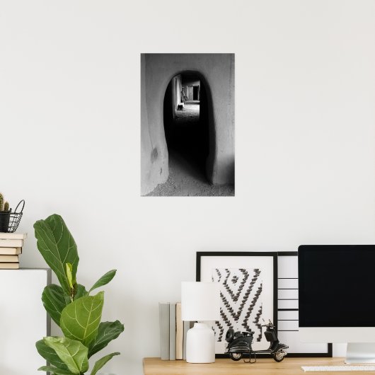 Adobe Doorway Architecture Black & White-foto Poster (Thuiskantoor)