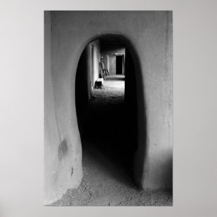 Adobe Doorway Architecture Black & White-foto Poster