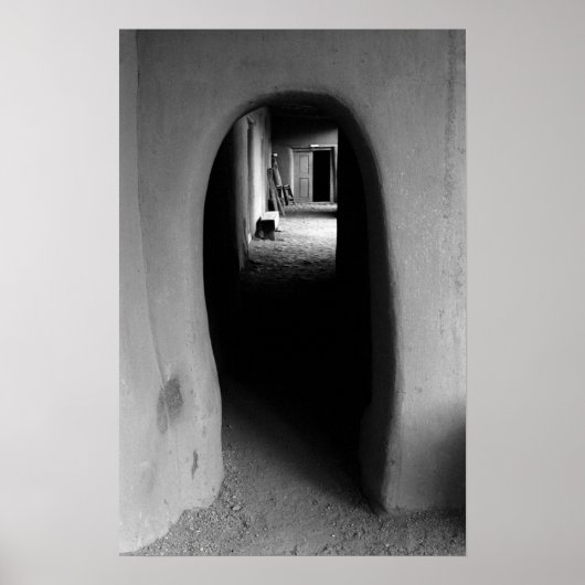 Adobe Doorway Architecture Black & White-foto Poster (Voorkant)