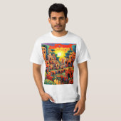 Adobe dorp bij stroom t-shirt (Voorkant volledig)
