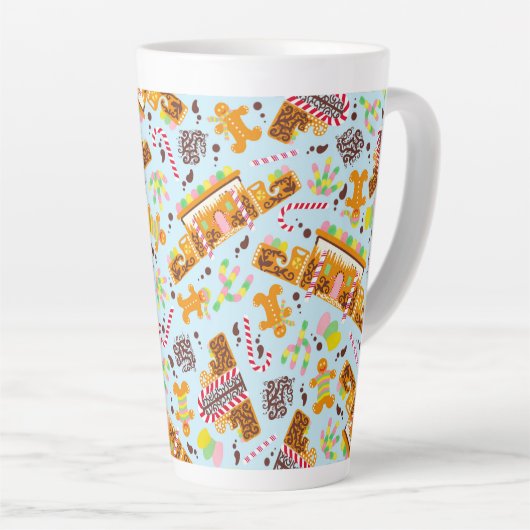 Adobe Gingerbrood House met gomdruppels Latte Mok (Rechterhoek)