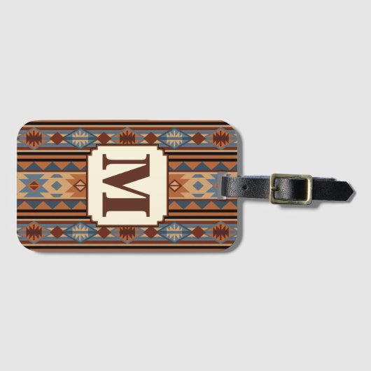 Adobe Grey Brown Tribal Patroon (Zuidwest-ontwerp) Bagagelabel (Voorkant (horizontaal))