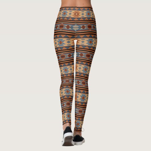 Adobe Grey Brown Tribal Patroon (Zuidwest-ontwerp) Leggings (Achterkant)
