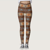 Adobe Grey Brown Tribal Patroon (Zuidwest-ontwerp) Leggings (Voorkant)