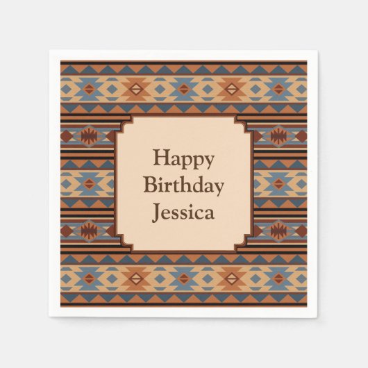 Adobe Grey Brown Tribal Patroon (Zuidwest-ontwerp) Servet (Voorkant)
