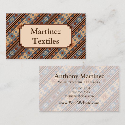Adobe Grey Brown Tribal Patroon (Zuidwest-ontwerp) Visitekaartje (Voorkant / Achterkant)