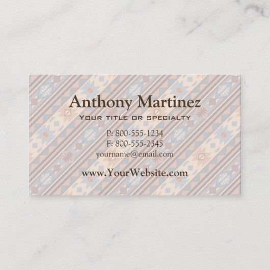 Adobe Grey Brown Tribal Patroon (Zuidwest-ontwerp) Visitekaartje (Achterkant)
