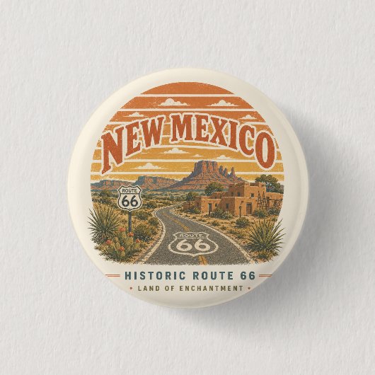 Adobe Mesa Route 66 Woestijnweg Badge Kunst Ronde Button 3,2 Cm (Voorkant)
