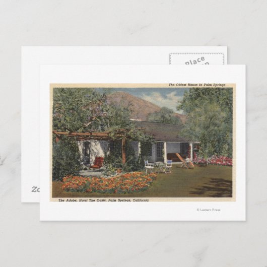 Adobe (Oudste Huis in Palm Springs) Briefkaart (Voorkant / Achterkant)