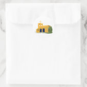 Adobe Style Yellow Church Ronde Sticker (Tas)