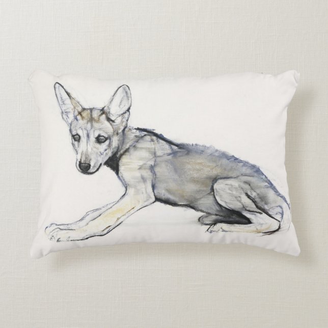 Adolescent Arabian Wolf Pup 2009 Decoratief Kussen (Voorkant)