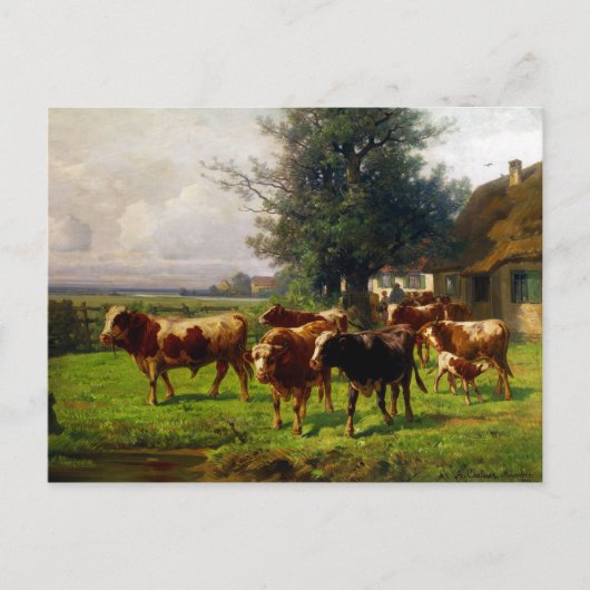 Adolf Chelius Cow Herd in Dachau Briefkaart (Voorkant)
