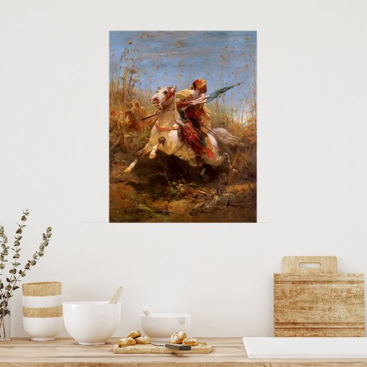 Adolf Schreyer Arab Warrior leidt een aanklacht in Poster (Keuken)