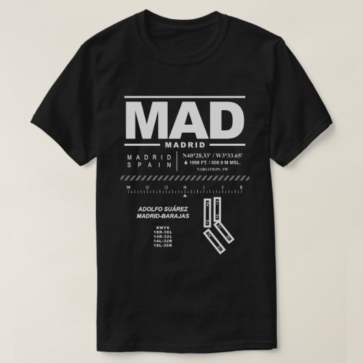 Adolfo Suárez Madrid-Barajas Airport MAD T-Shirt (Design voorkant)