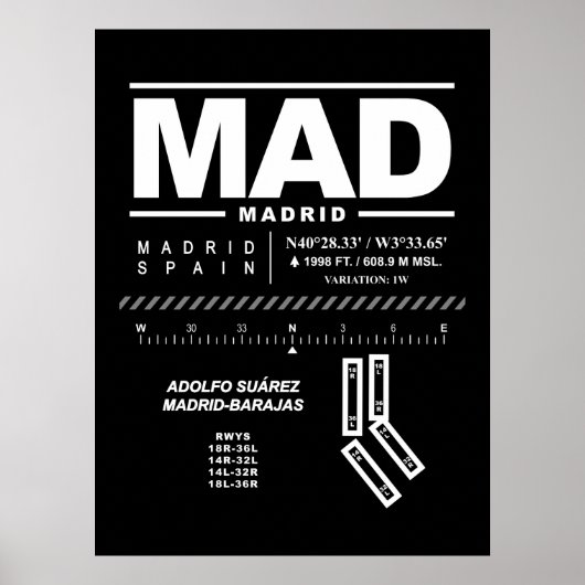 Adolfo Suárez Madrid-Barajas luchthaven MAD Poster (Voorkant)