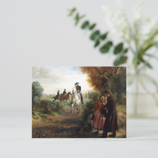 Adolph Menzel - Die Bittschrift - Friedrich II Briefkaart (Staand voorkant)