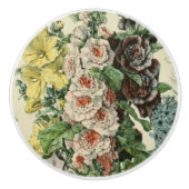 Adolph Millot Botanical  Hollyhocks Keramische Knop (Voorkant)